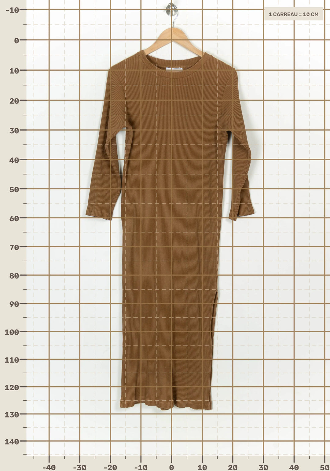 Robe Longue Côtelée Marron - Taille M/38 de la marque Rosaé Paris | PARAD124106 - Vendu par Paradigme - Image 4