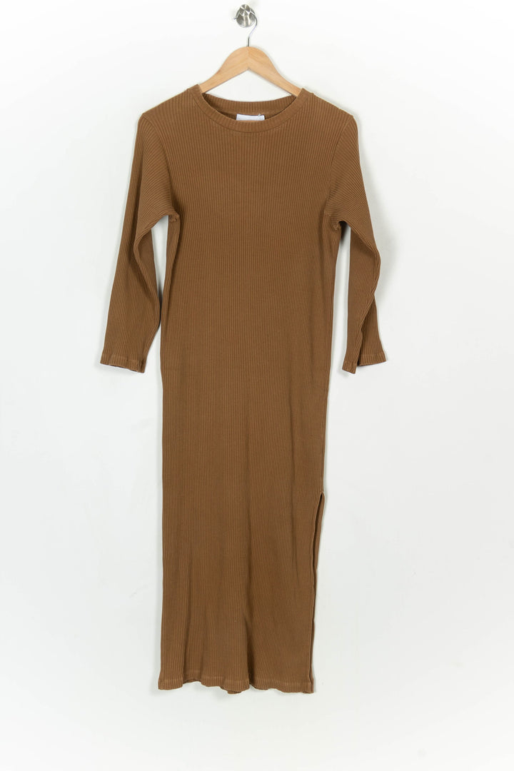 Robe Longue Côtelée Marron - Taille M/38 de la marque Rosaé Paris | PARAD124106 - Vendu par Paradigme - Image 2