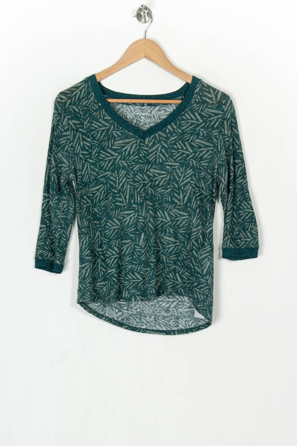 Tee-Shirt À Manches Longues Vert Et Beige - Taille S/36 de la marque Sud express | PARAD124107 - Vendu par Paradigme - Image 2