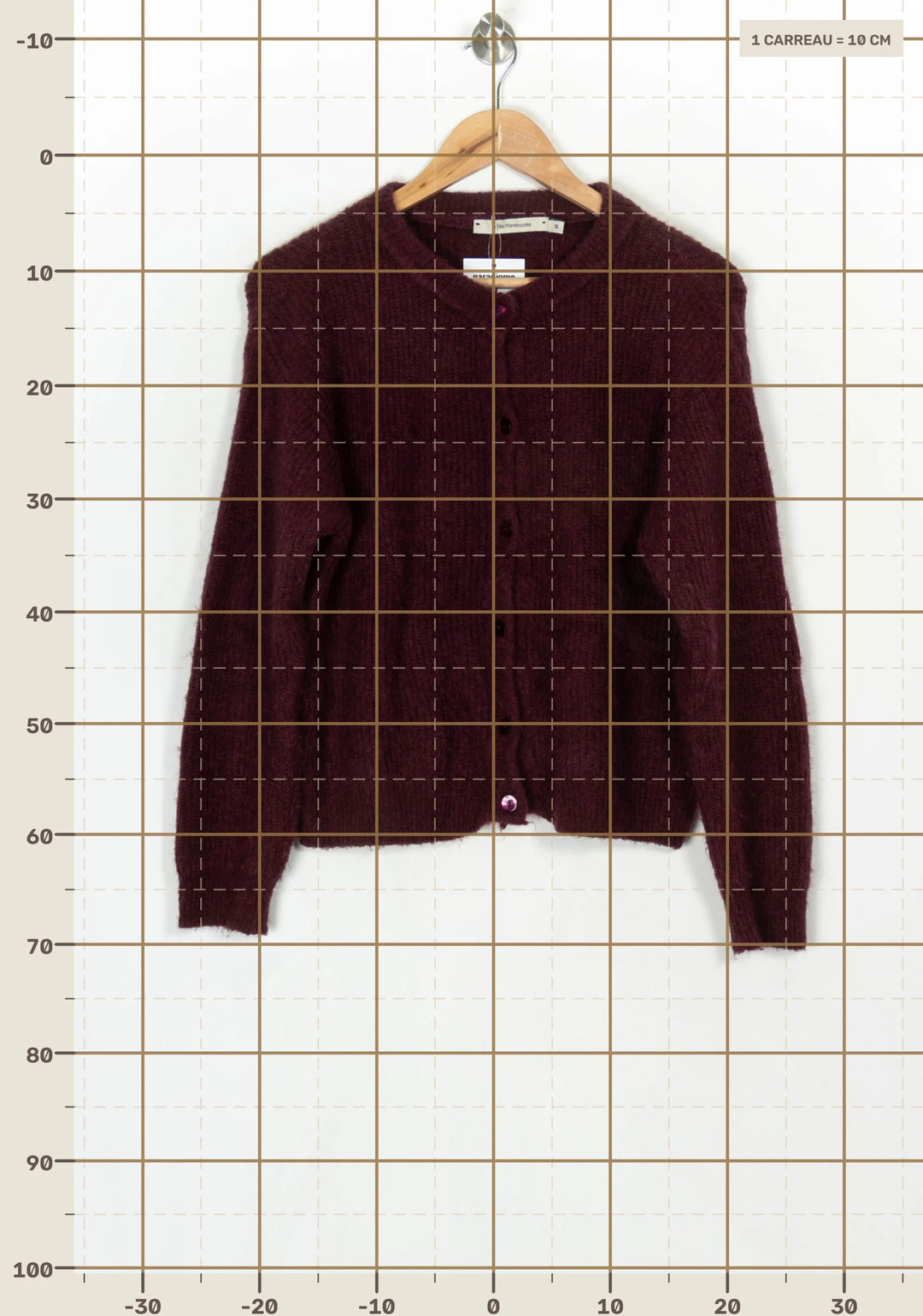 Gilet Bordeaux - Taille M/38 de la marque La Fée Maraboutée | PARAD124112 - Vendu par Paradigme - Image 4