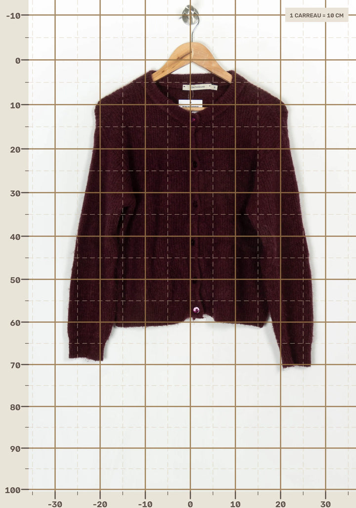 Gilet Bordeaux - Taille M/38 de la marque La Fée Maraboutée | PARAD124112 - Vendu par Paradigme - Image 4