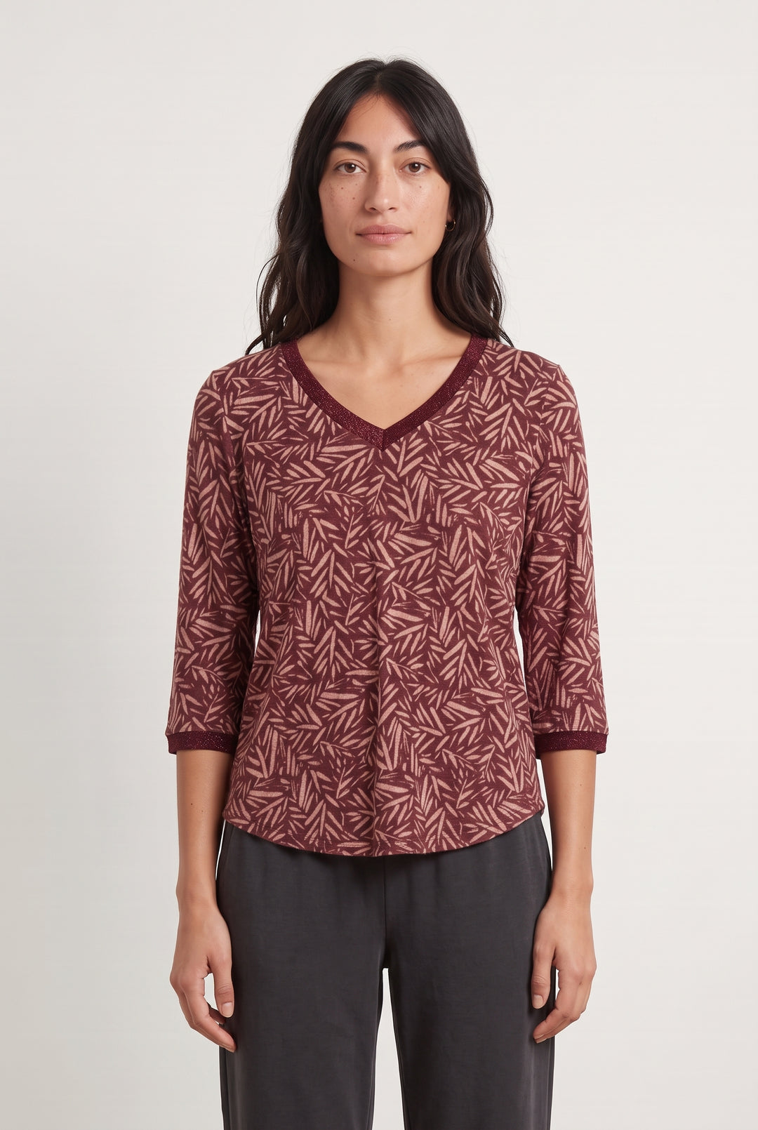 Tee-shirt Bordeaux et Rose - Taille S/36 de la marque Sud express | PARAD124113 - Vendu par Paradigme - Image 1