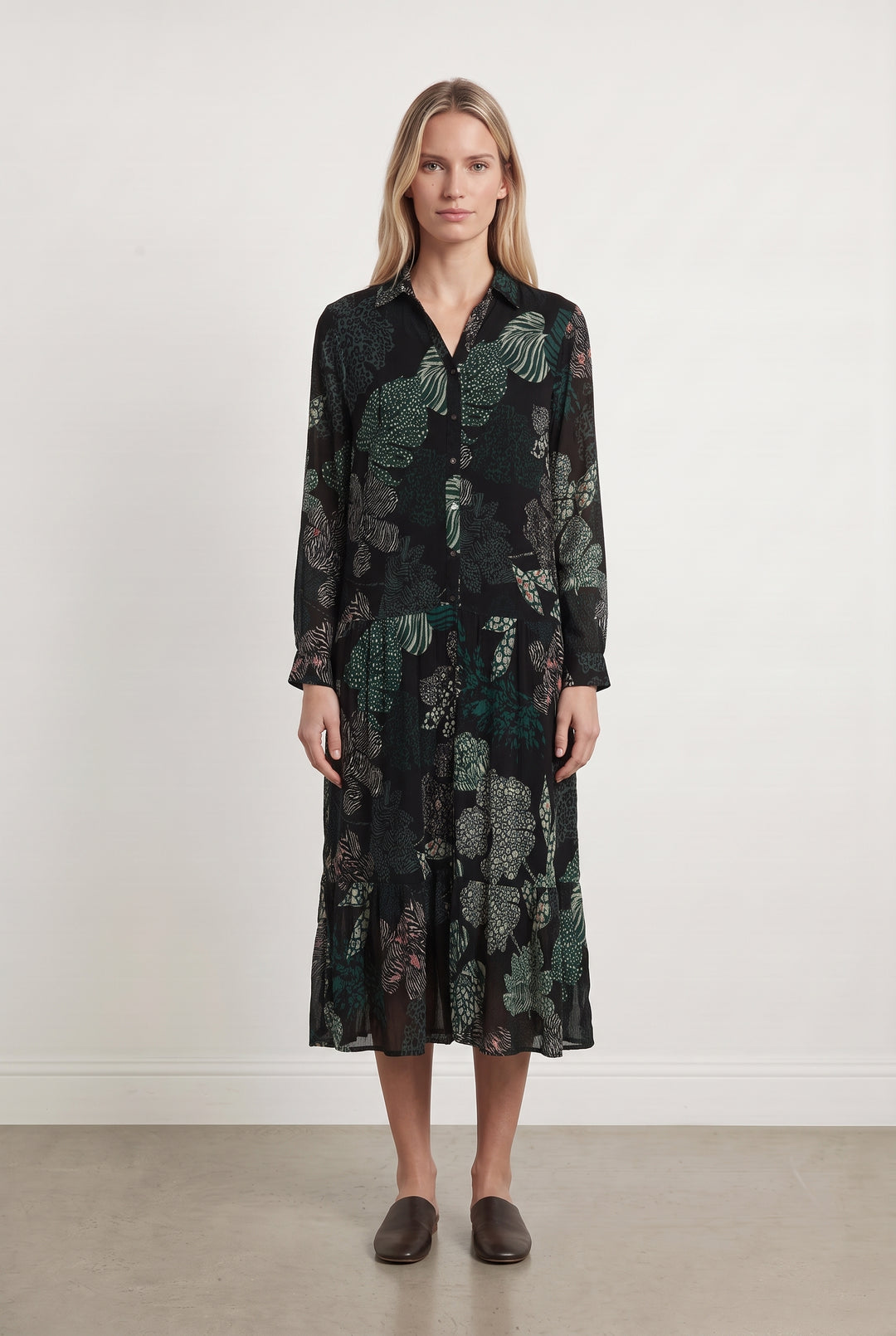 Robe Longue Noire et Verte - Taille S/36 de la marque One Step | PARAD124128 - Vendu par Paradigme - Image 1