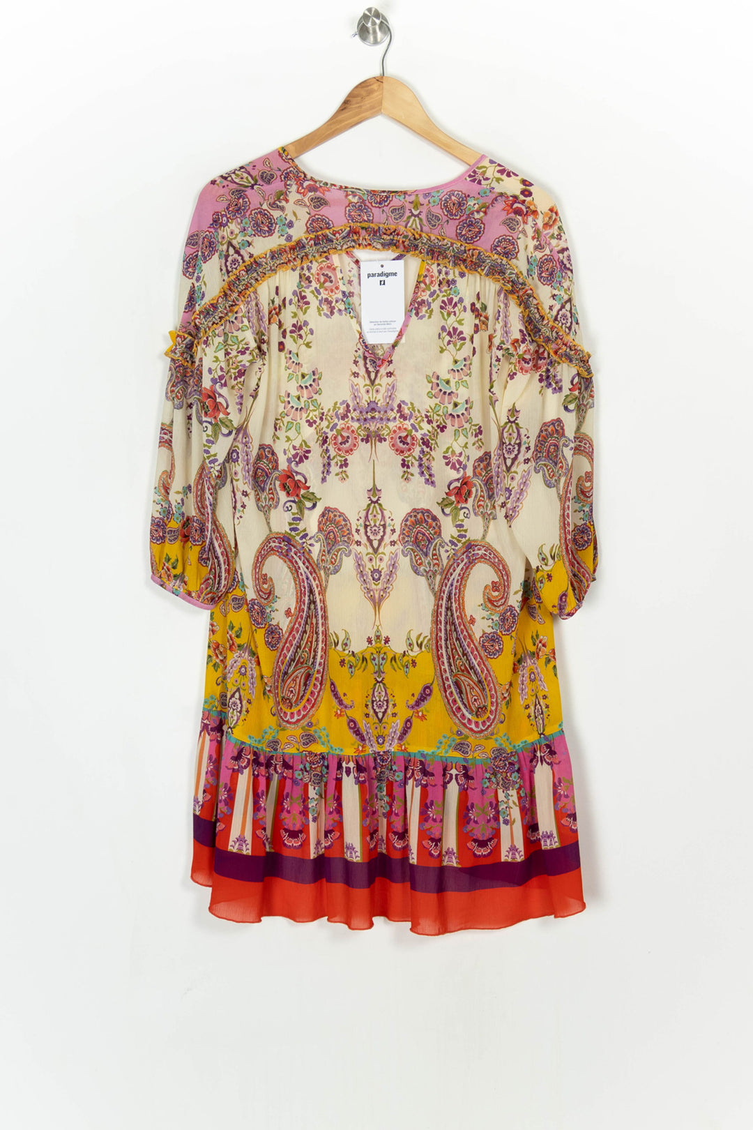 Robe Midi Jaune et Rose - Taille XS/34 de la marque Indies | PARAD124133 - Vendu par Paradigme - Image 5