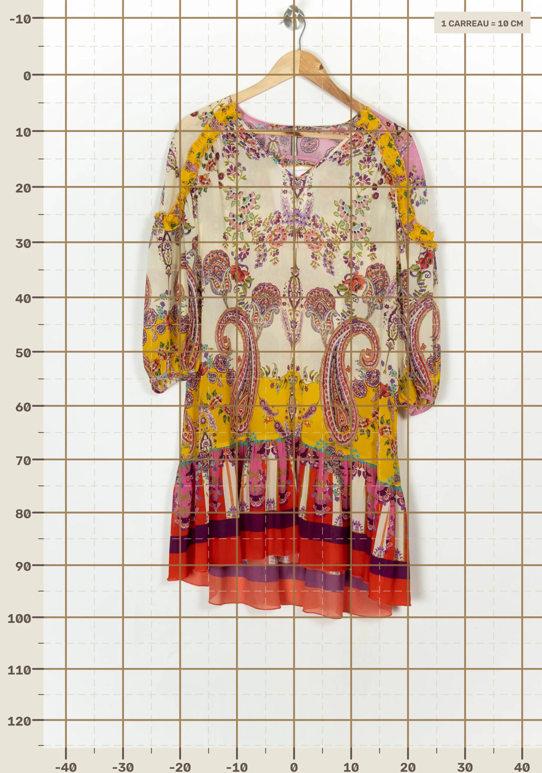 Robe Midi Jaune et Rose - Taille XS/34 de la marque Indies | PARAD124133 - Vendu par Paradigme - Image 4