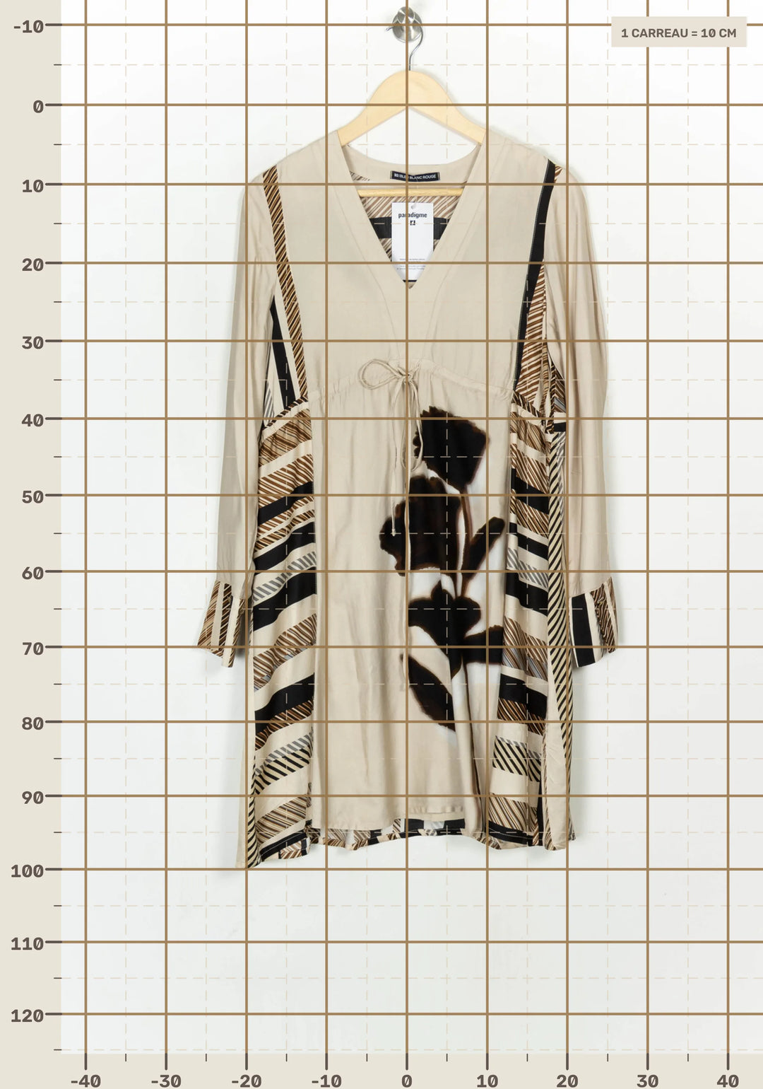 Robe Courte Beige et Noire - Taille M/38 de la marque Indies | PARAD124136 - Vendu par Paradigme - Image 4