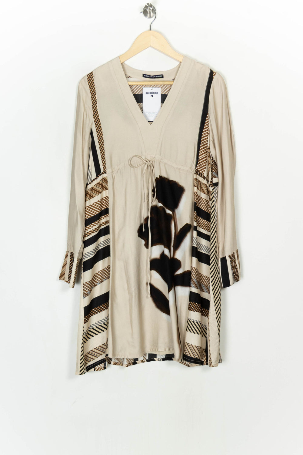 Robe Courte Beige et Noire - Taille M/38 de la marque Indies | PARAD124136 - Vendu par Paradigme - Image 2