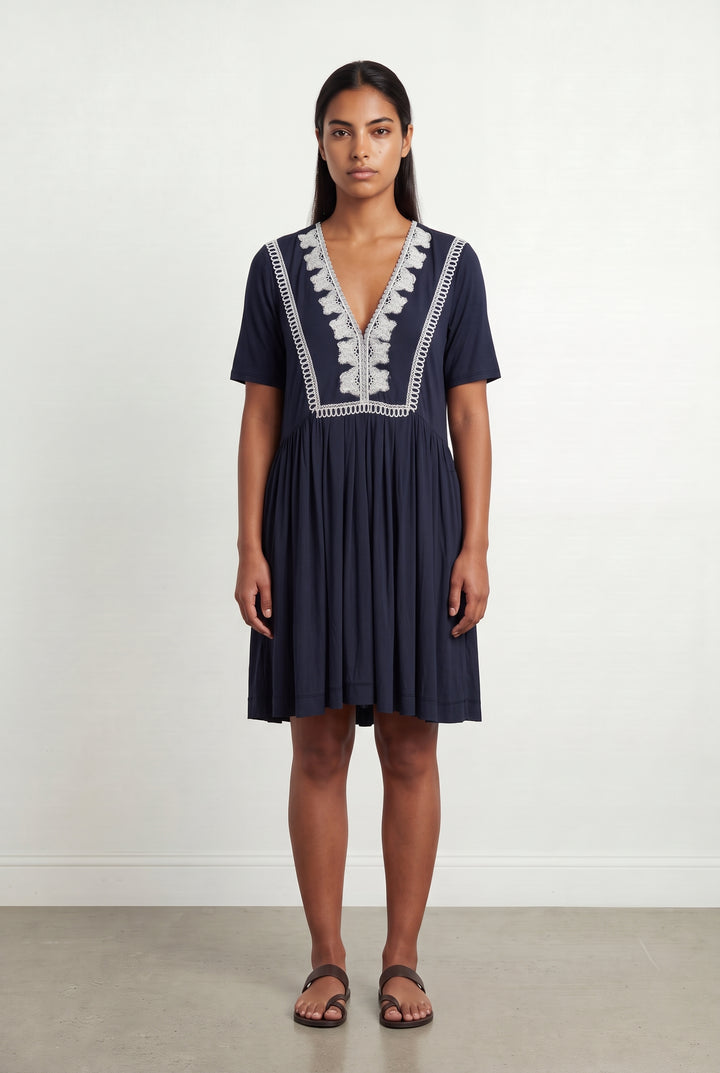 Robe Courte Bleu Marine - Taille L/40 de la marque Indies | PARAD124141 - Vendu par Paradigme - Image 1