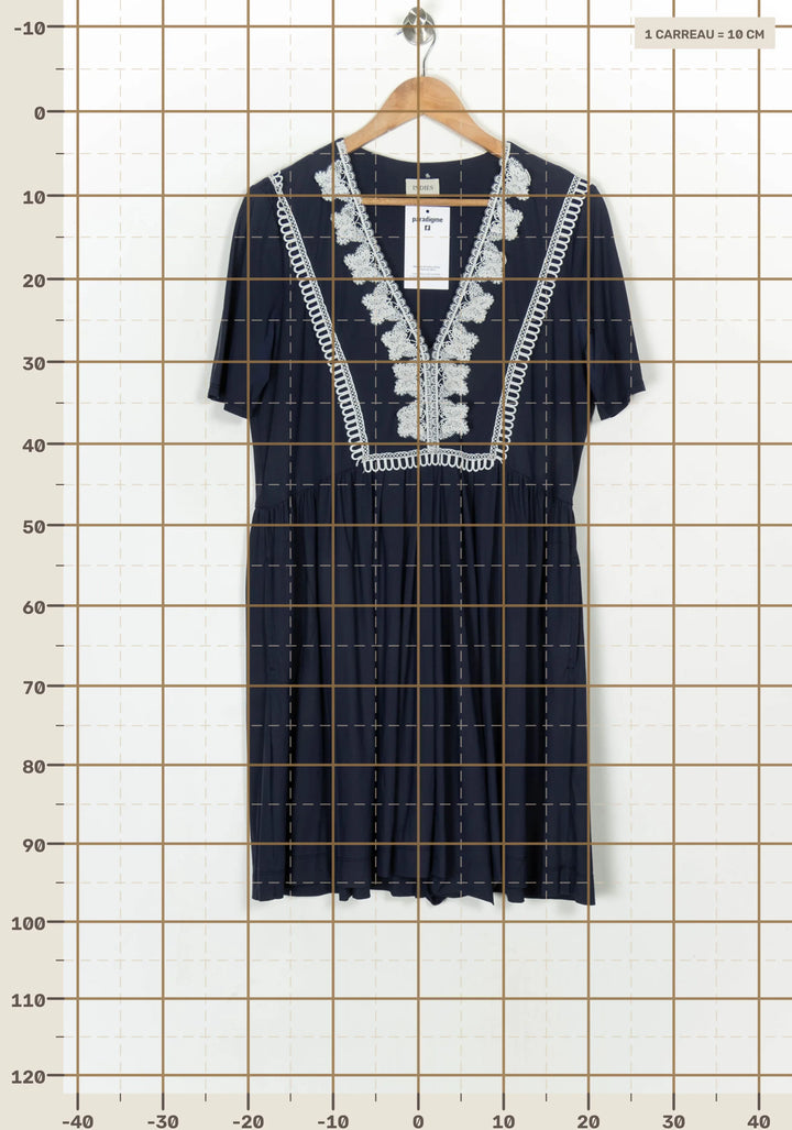 Robe Courte Bleu Marine - Taille L/40 de la marque Indies | PARAD124141 - Vendu par Paradigme - Image 4