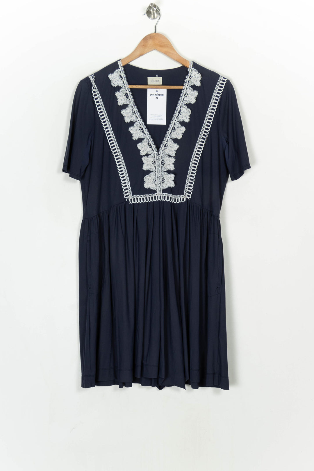 Robe Courte Bleu Marine - Taille L/40 de la marque Indies | PARAD124141 - Vendu par Paradigme - Image 2