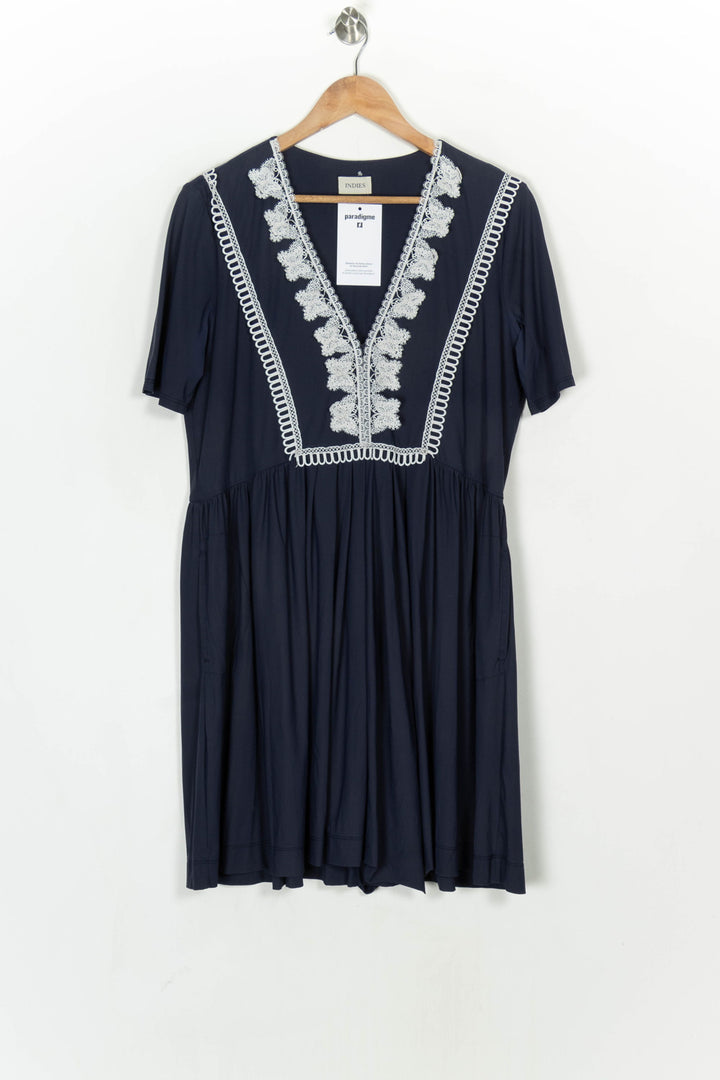 Robe Courte Bleu Marine - Taille L/40 de la marque Indies | PARAD124141 - Vendu par Paradigme - Image 2