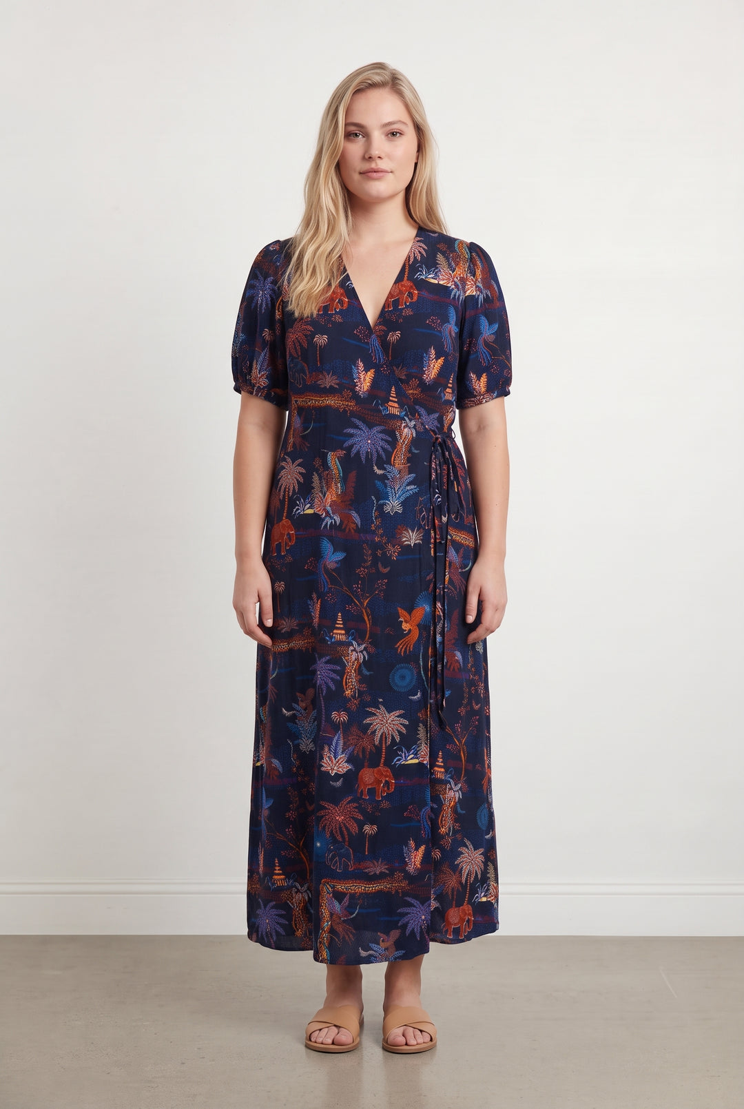 Robe Longue Bleue et Orange - Taille XL/42 de la marque La Fée Maraboutée | PARAD124147 - Vendu par Paradigme - Image 1