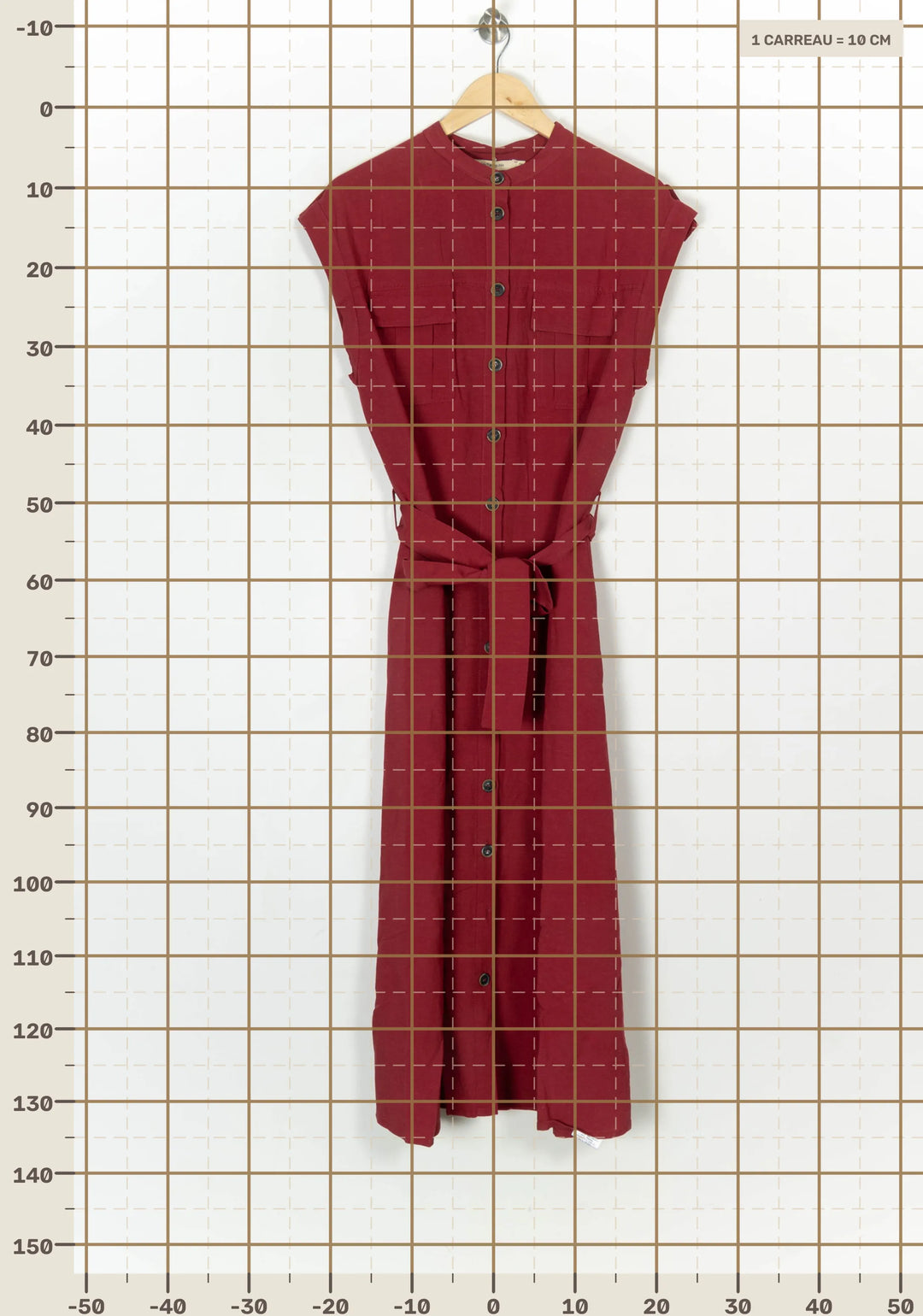 Robe Chemise Bordeaux - Taille XL/42 de la marque La Fée Maraboutée | PARAD124148 - Vendu par Paradigme - Image 4