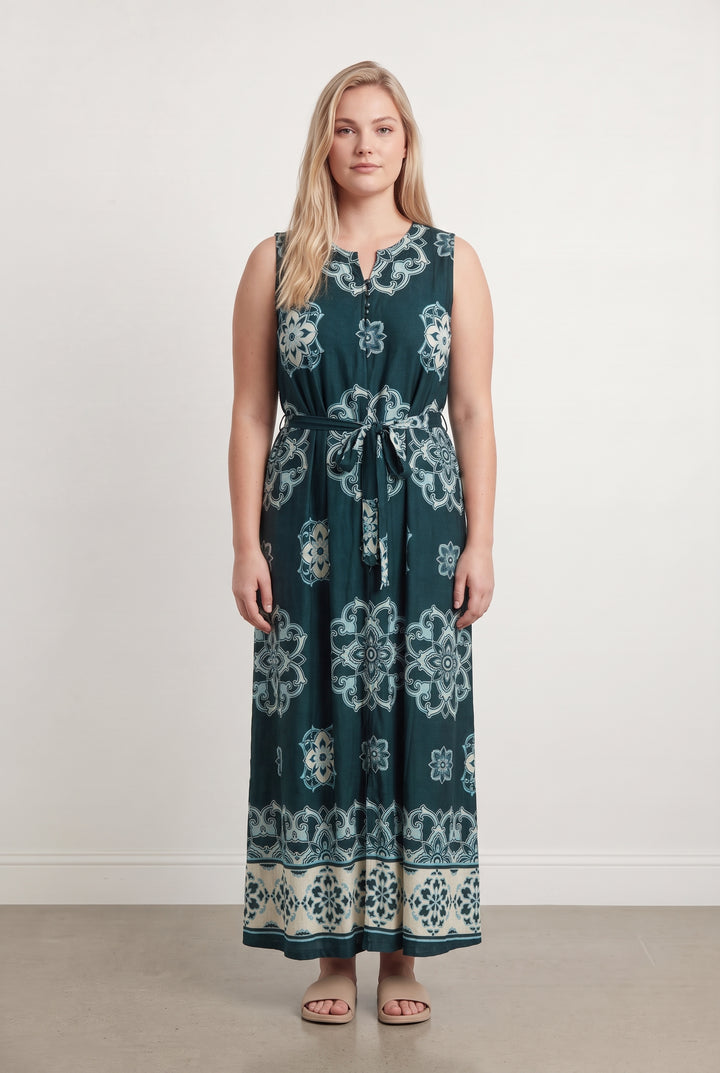Robe Bleue et Beige - Taille XL/42 de la marque La Fée Maraboutée | PARAD124150 - Vendu par Paradigme - Image 1