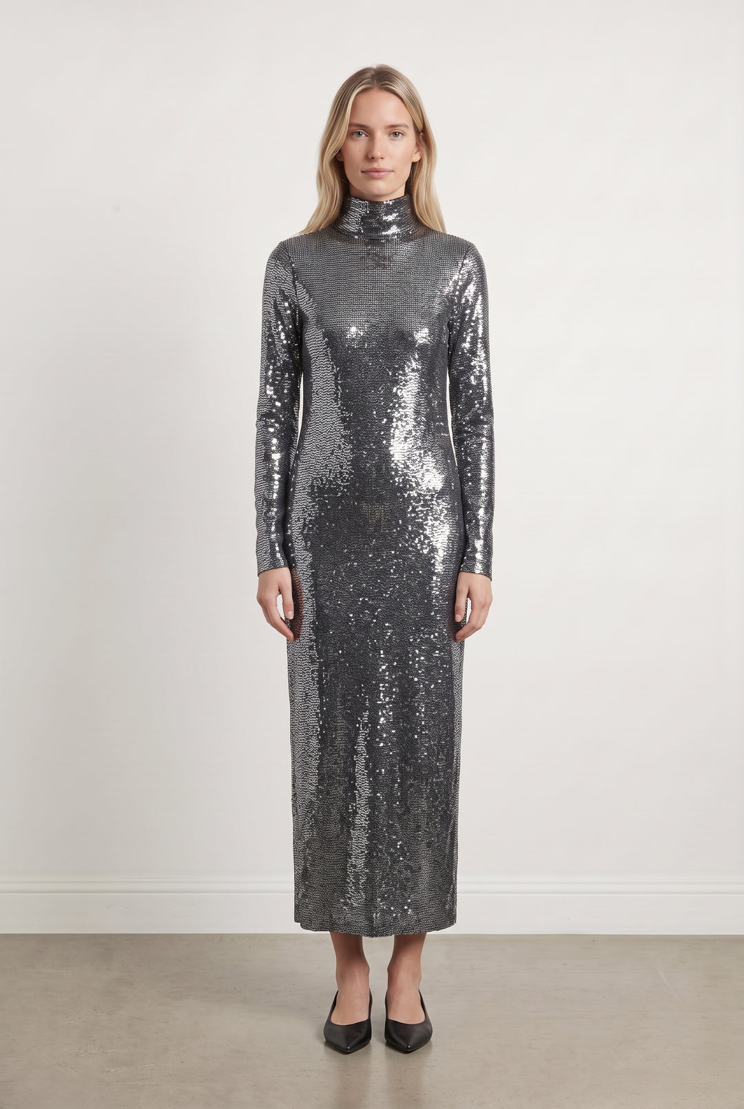 Robe Longue Noire et Argentée - Taille M/38 de la marque Maje | PARAD124182 - Vendu par Paradigme - Image 1