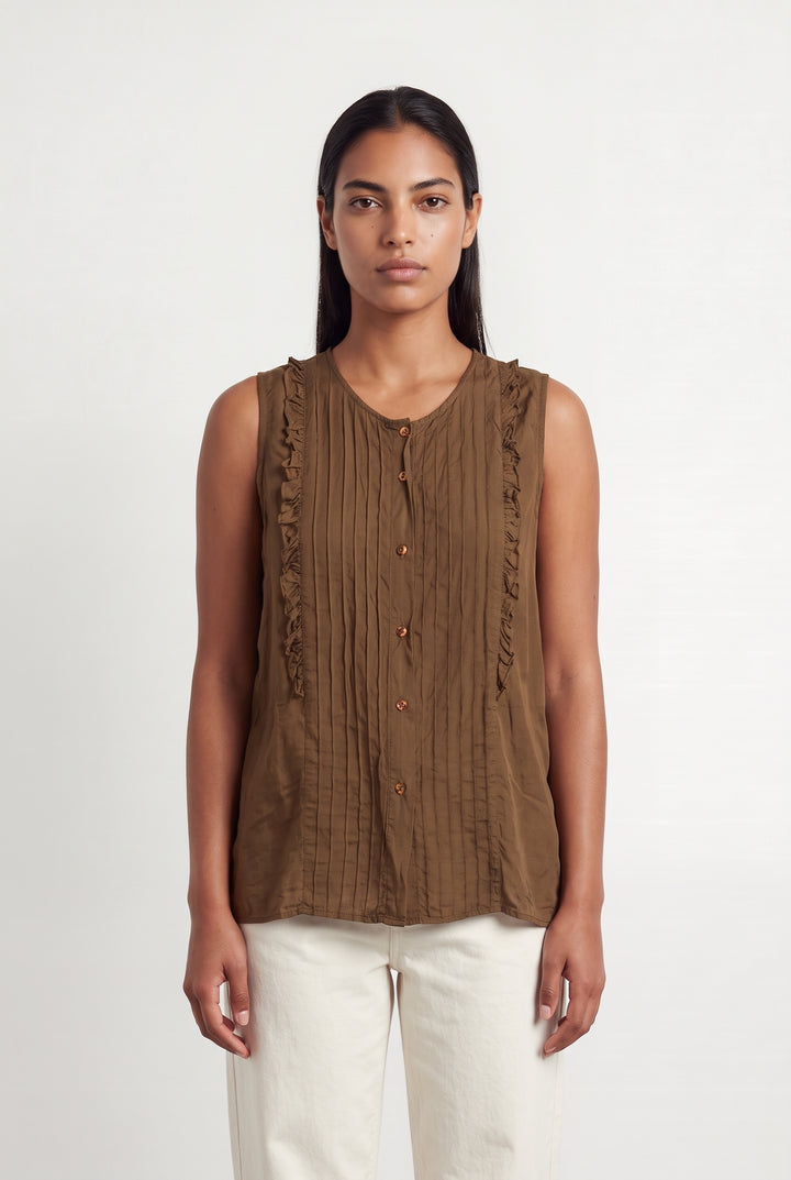 Blouse Marron - Taille L/40 de la marque La Fée Maraboutée | PARAD124187 - Vendu par Paradigme - Image 1