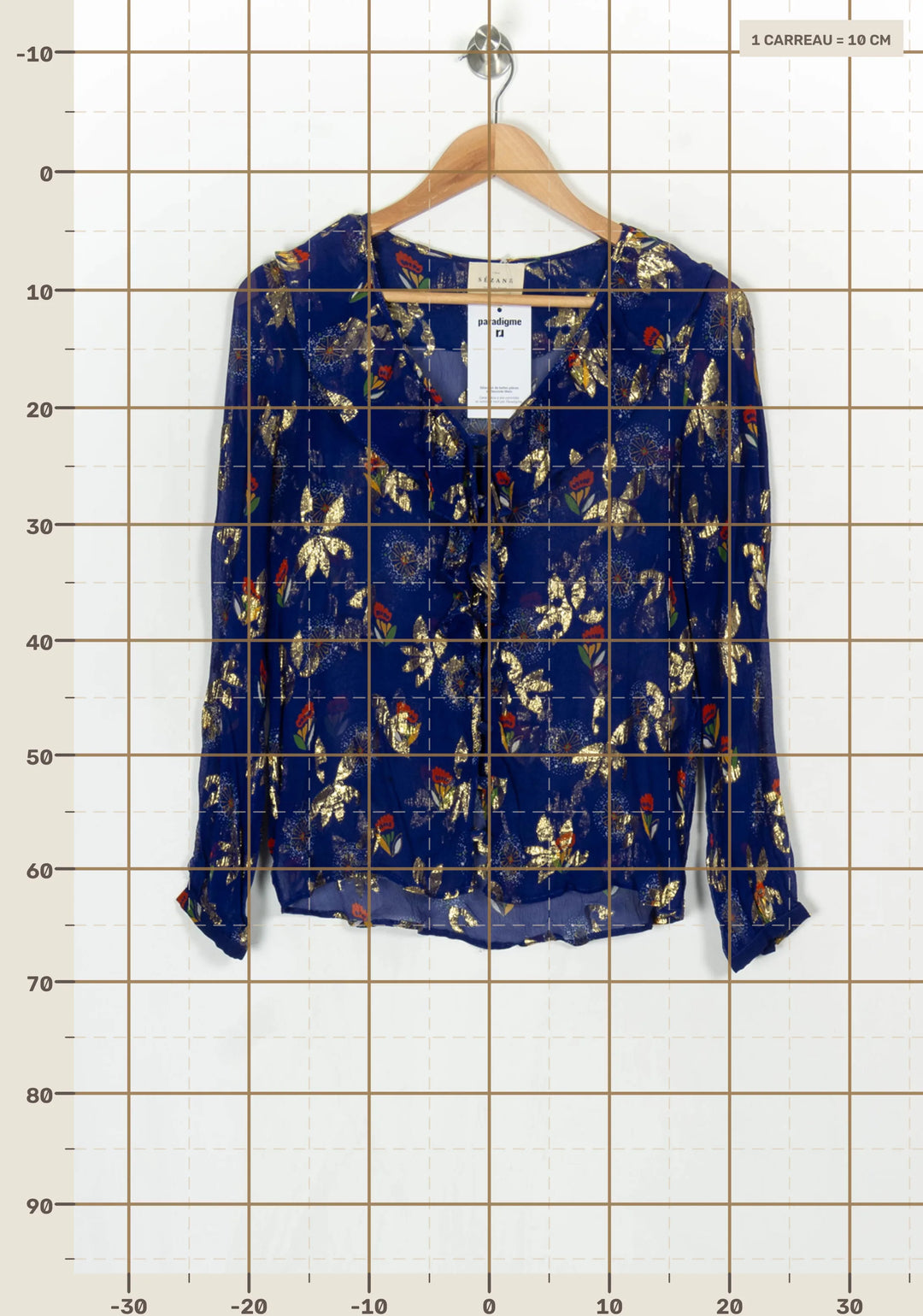 Blouse Bleue et Dorée - Taille S/36 de la marque Sézane | PARAD124193 - Vendu par Paradigme - Image 4