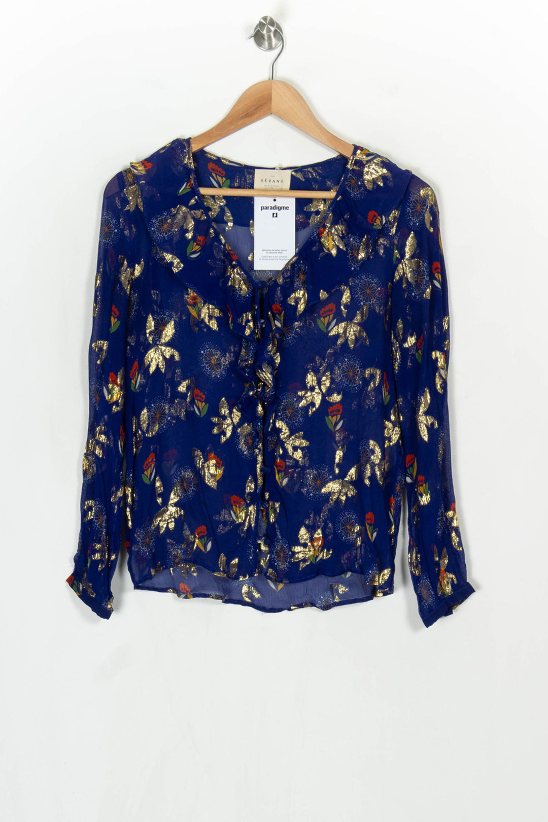 Blouse Bleue et Dorée - Taille S/36 de la marque Sézane | PARAD124193 - Vendu par Paradigme - Image 2