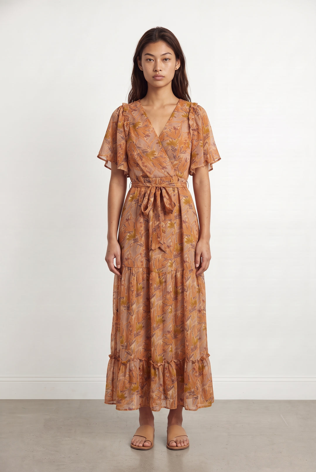Robe Longue Orange et Beige - Taille S/36 de la marque Grace &amp; Mila | PARAD124199 - Vendu par Paradigme - Image 1