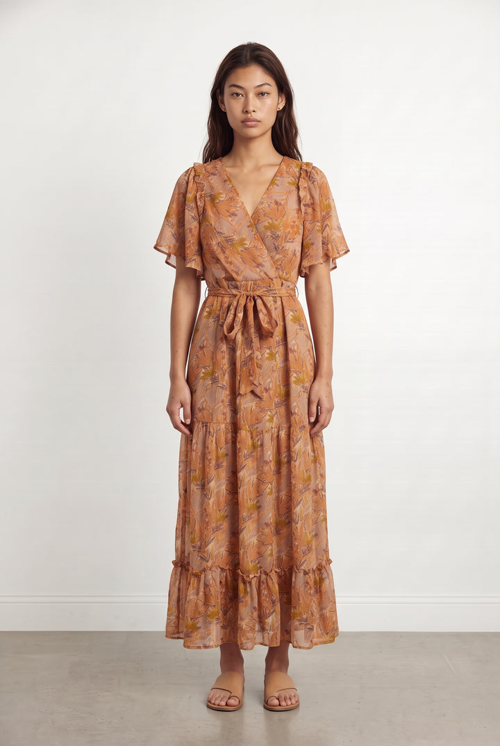 Robe Longue Orange et Beige - Taille S/36 de la marque Grace &amp; Mila | PARAD124199 - Vendu par Paradigme - Image 1