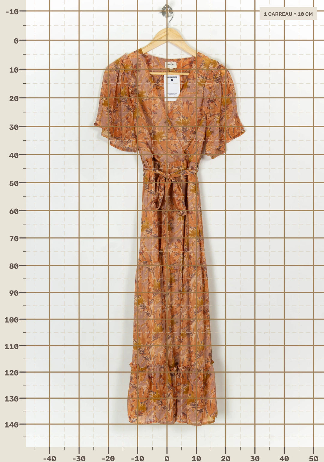 Robe Longue Orange et Beige - Taille S/36 de la marque Grace &amp; Mila | PARAD124199 - Vendu par Paradigme - Image 4