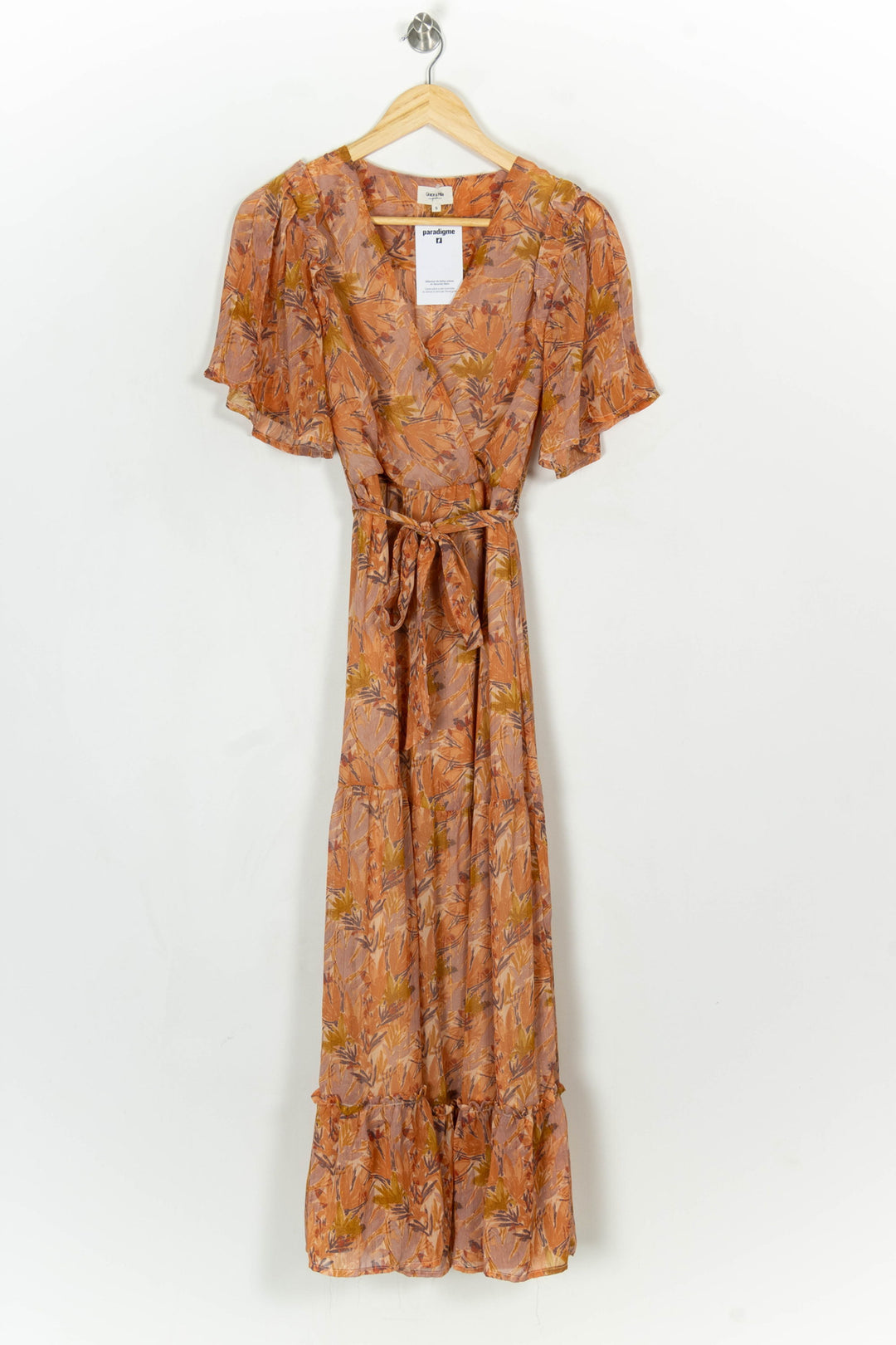 Robe Longue Orange et Beige - Taille S/36 de la marque Grace &amp; Mila | PARAD124199 - Vendu par Paradigme - Image 2
