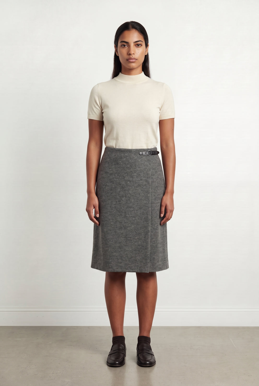 Jupe Midi Grise - Taille L/40 de la marque Caroll | PARAD124204 - Vendu par Paradigme - Image 1