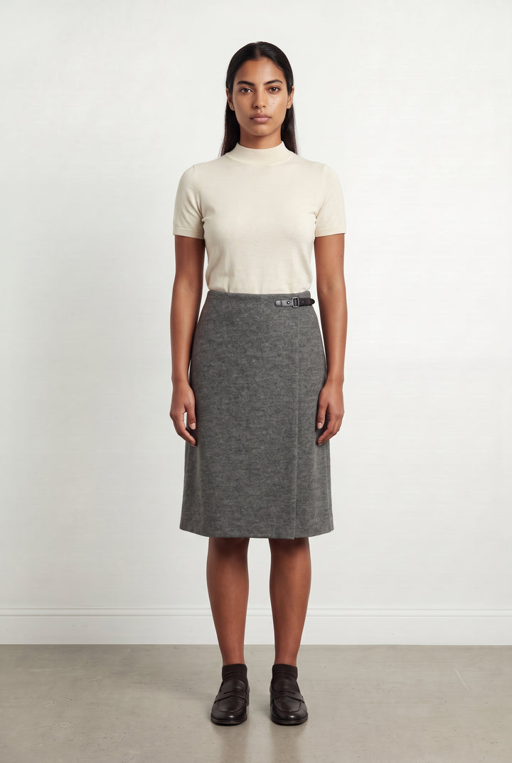 Jupe Midi Grise - Taille L/40 de la marque Caroll | PARAD124204 - Vendu par Paradigme - Image 1