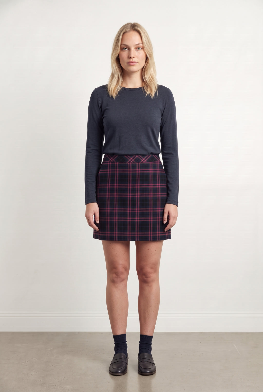 Jupe Courte Bleu Marine et Rose - Taille L/40 de la marque Caroll | PARAD124215 - Vendu par Paradigme - Image 1
