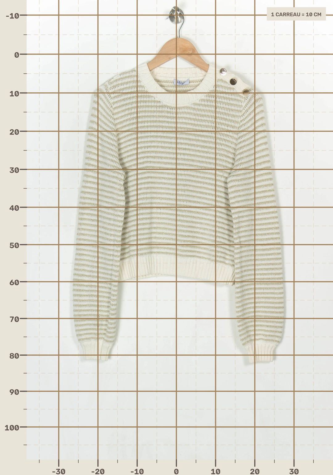 Pull Rayé Beige et Écru - Taille M/38 de la marque Liu Jo | PARAD124223 - Vendu par Paradigme - Image 4