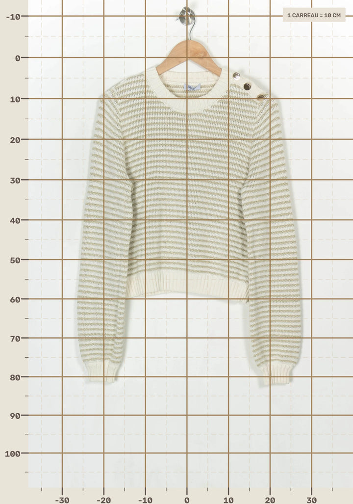 Pull Rayé Beige et Écru - Taille M/38 de la marque Liu Jo | PARAD124223 - Vendu par Paradigme - Image 4