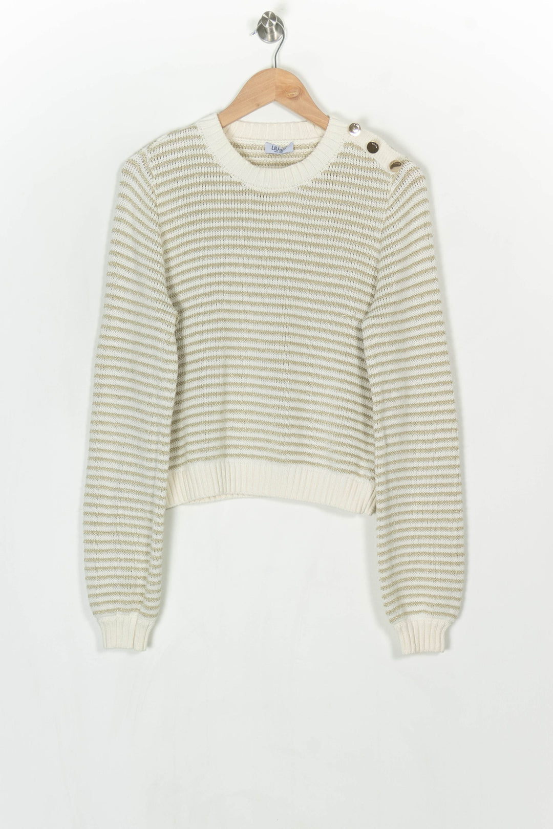 Pull Rayé Beige et Écru - Taille M/38 de la marque Liu Jo | PARAD124223 - Vendu par Paradigme - Image 2