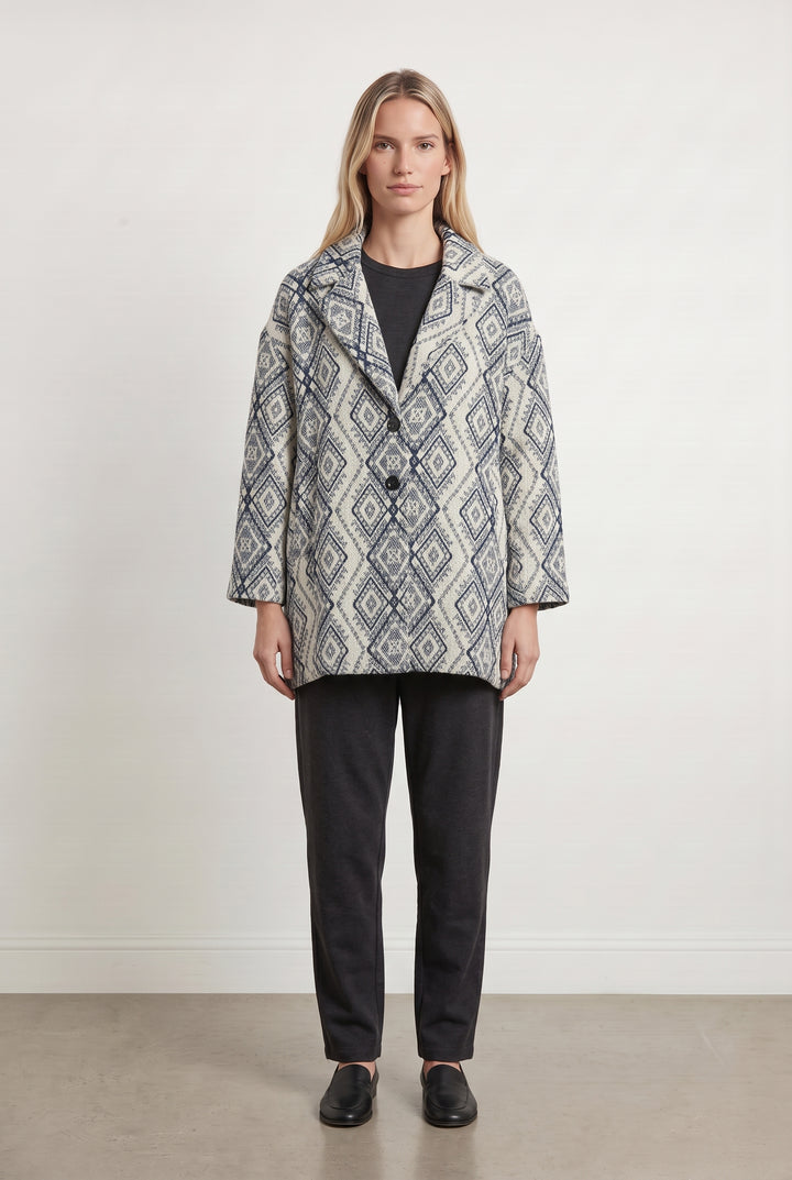 Manteau Bleu et Écru - Taille M/38 de la marque La Fée Maraboutée | PARAD124224 - Vendu par Paradigme - Image 1