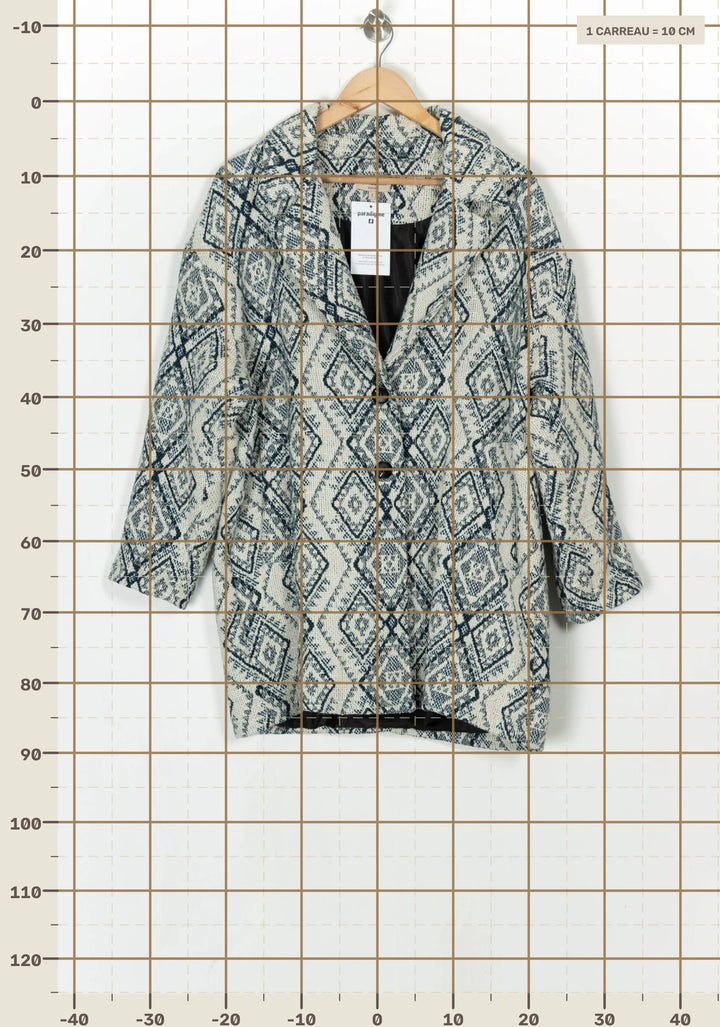 Manteau Bleu et Écru - Taille M/38 de la marque La Fée Maraboutée | PARAD124224 - Vendu par Paradigme - Image 4