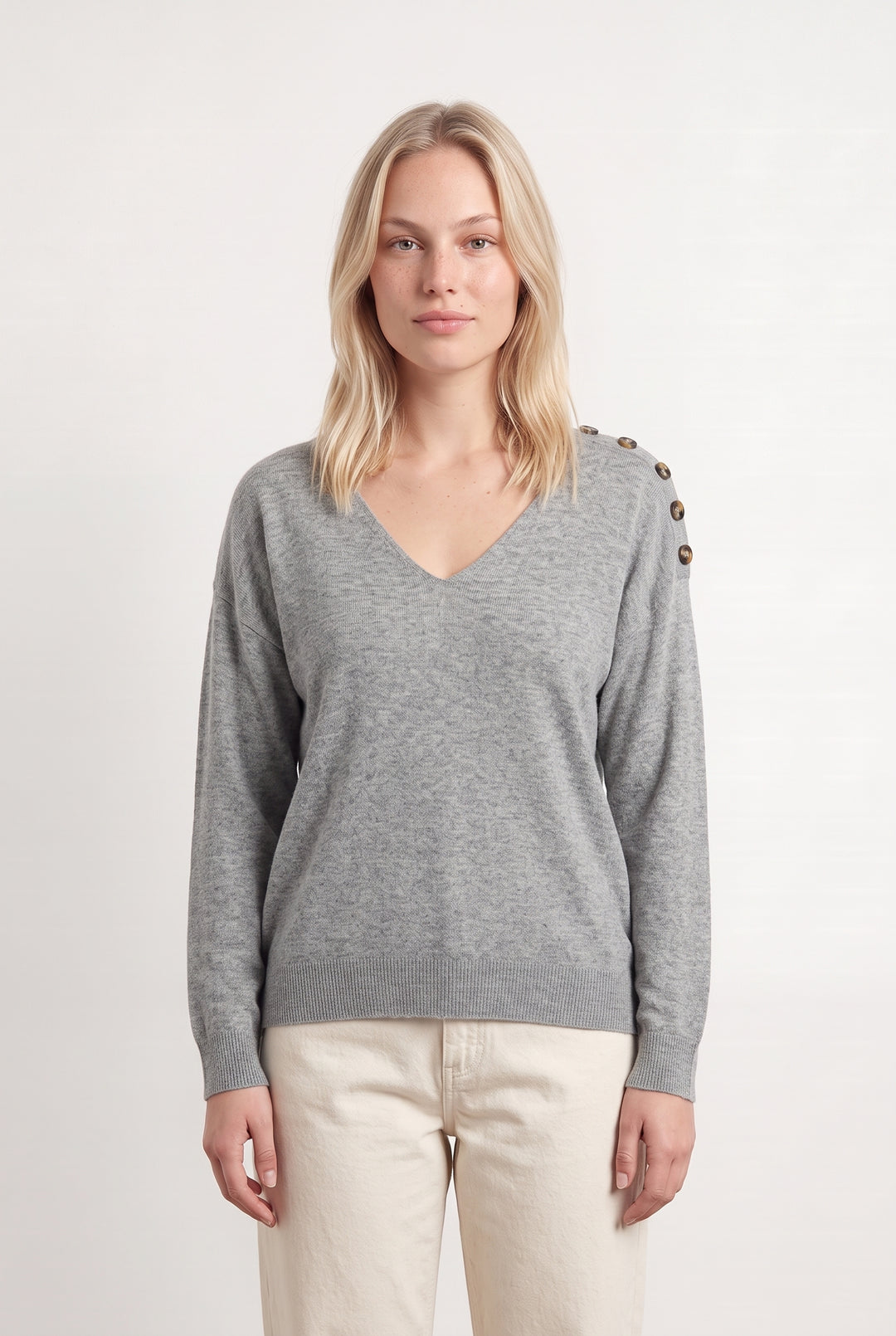 Pull Col V Gris - Taille L/40 de la marque Rodier | PARAD124225 - Vendu par Paradigme - Image 1
