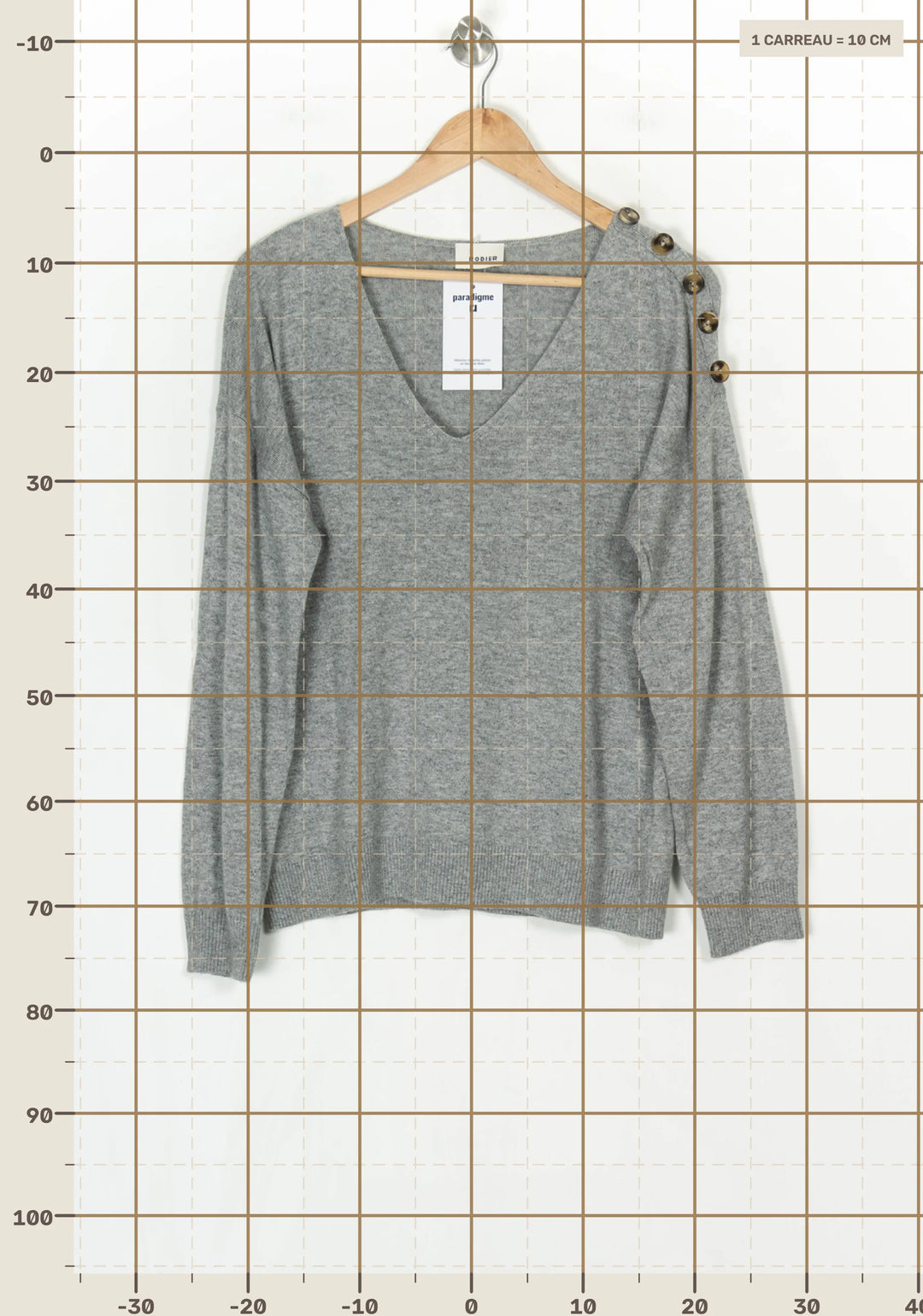 Pull Col V Gris - Taille L/40 de la marque Rodier | PARAD124225 - Vendu par Paradigme - Image 4