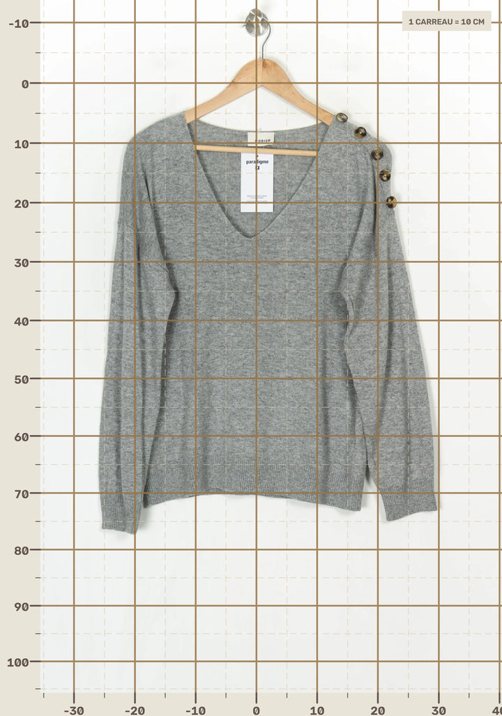 Pull Col V Gris - Taille L/40 de la marque Rodier | PARAD124225 - Vendu par Paradigme - Image 4