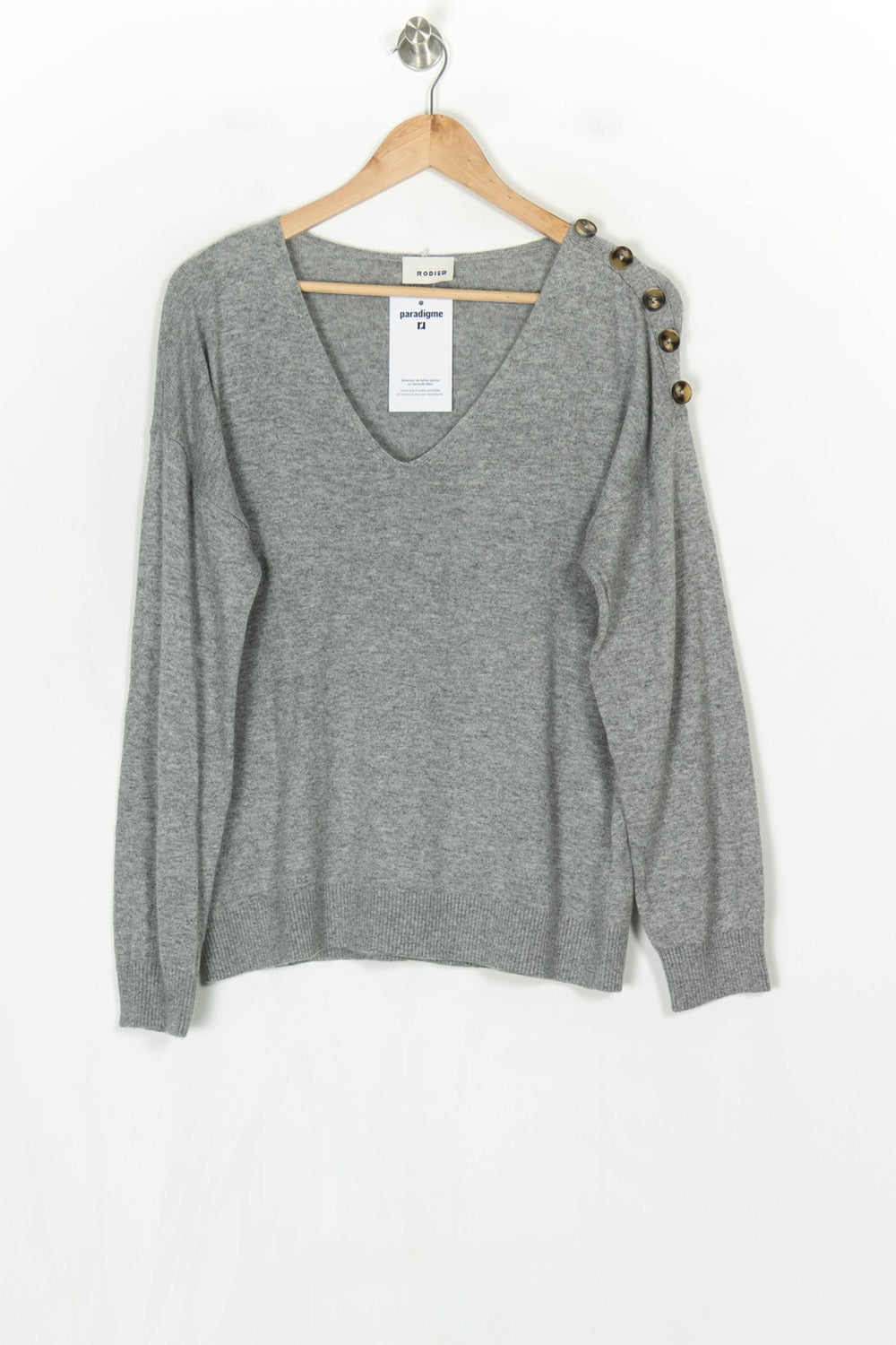Pull Col V Gris - Taille L/40 de la marque Rodier | PARAD124225 - Vendu par Paradigme - Image 2