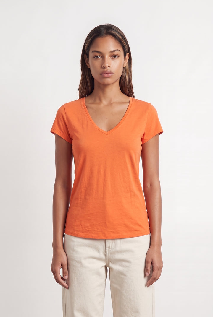 T-shirt à Col V Orange - Taille XS/34 de la marque Absolut Cashmere | PARAD124236 - Vendu par Paradigme - Image 1