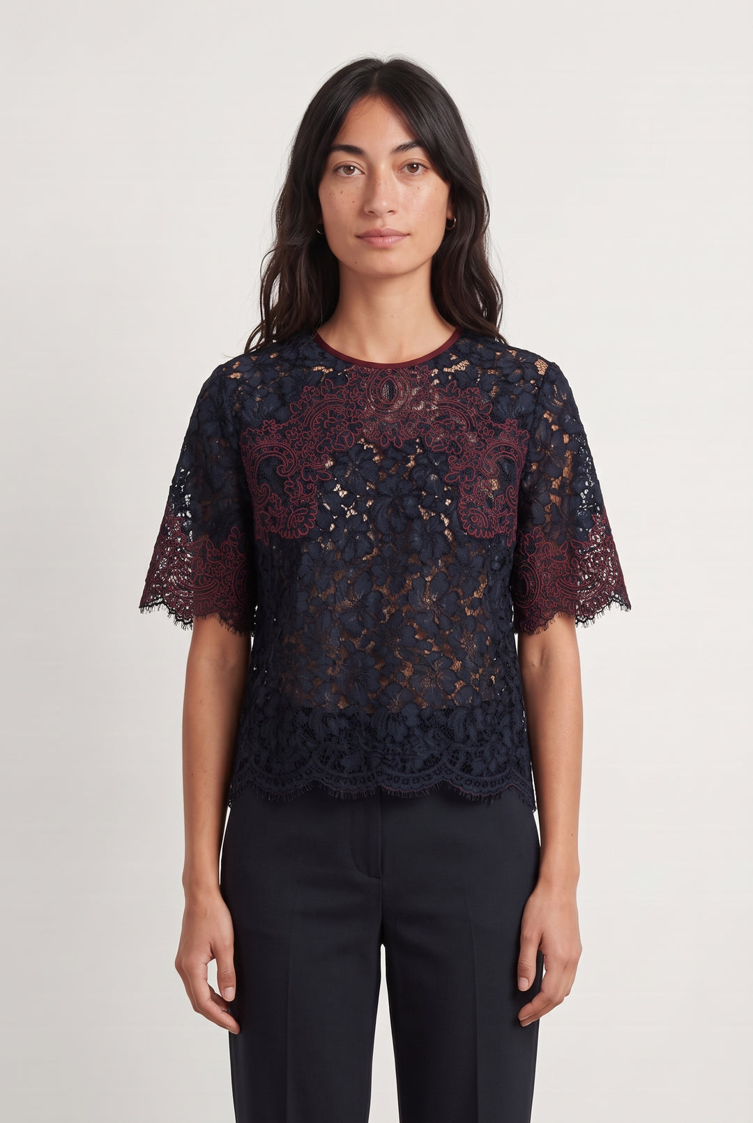 Blouse Bleu Marine et Rouge - Taille M/38 de la marque Sandro | PARAD124240 - Vendu par Paradigme - Image 1