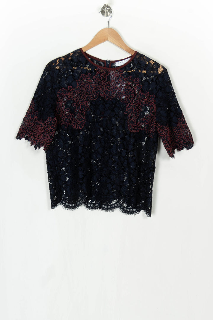 Blouse Bleu Marine et Rouge - Taille M/38 de la marque Sandro | PARAD124240 - Vendu par Paradigme - Image 2
