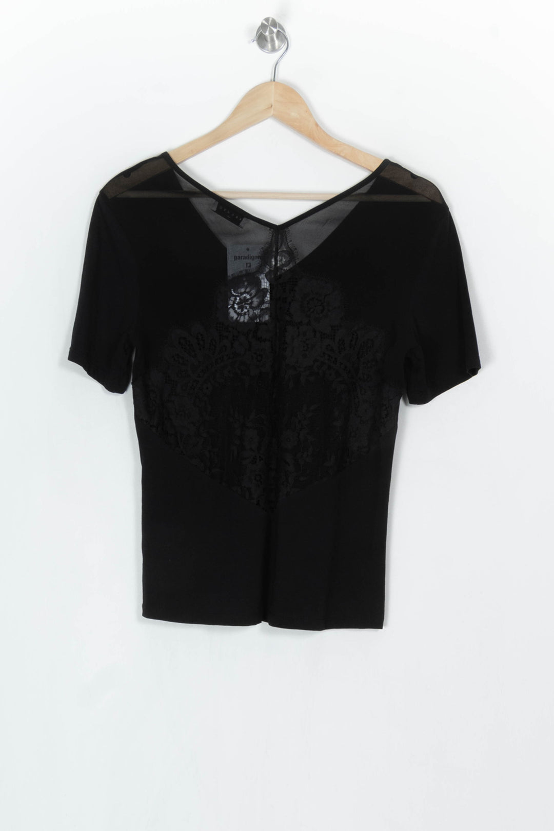 Tee-shirt à col V Noir - Taille S/36 de la marque Sandro | PARAD124242 - Vendu par Paradigme - Image 5