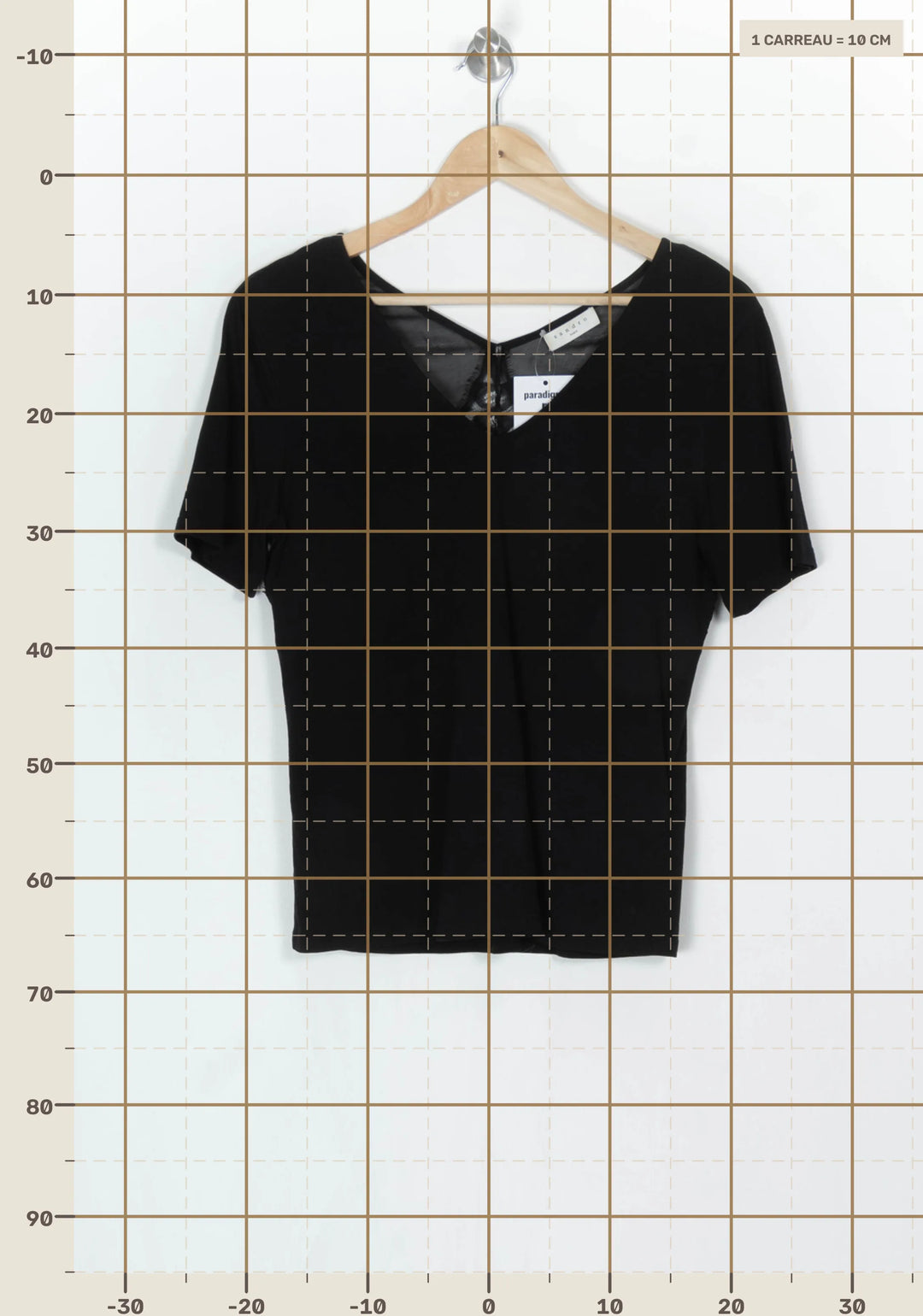 Tee-shirt à col V Noir - Taille S/36 de la marque Sandro | PARAD124242 - Vendu par Paradigme - Image 4
