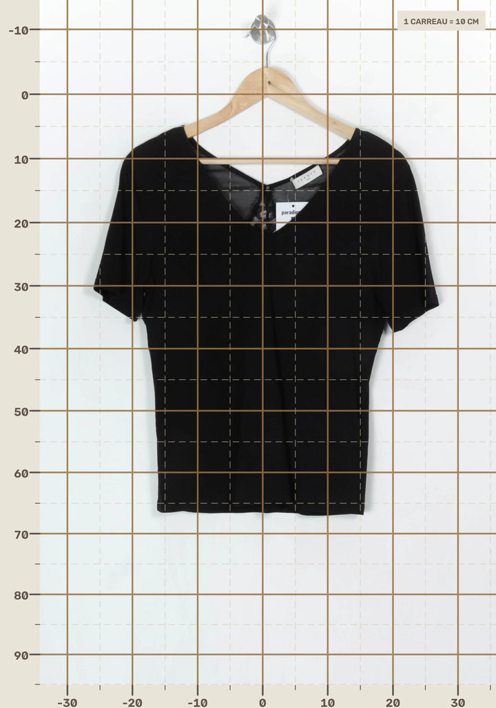 Tee-shirt à col V Noir - Taille S/36 de la marque Sandro | PARAD124242 - Vendu par Paradigme - Image 4