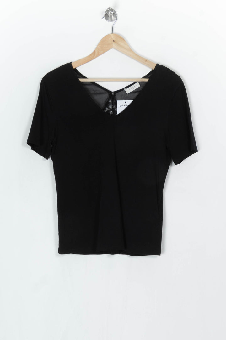 Tee-shirt à col V Noir - Taille S/36 de la marque Sandro | PARAD124242 - Vendu par Paradigme - Image 2