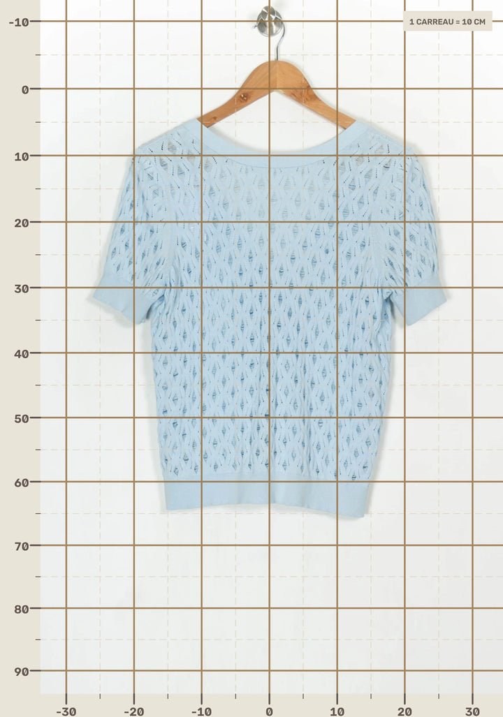 Pull Ajouré Bleu - Taille M/38 de la marque IKKS | PARAD124248 - Vendu par Paradigme - Image 4