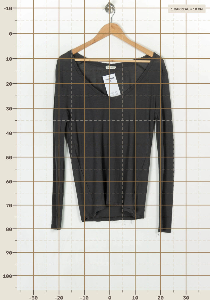 Pull à Col V Gris - Taille L/40 de la marque American Vintage | PARAD124255 - Vendu par Paradigme - Image 4