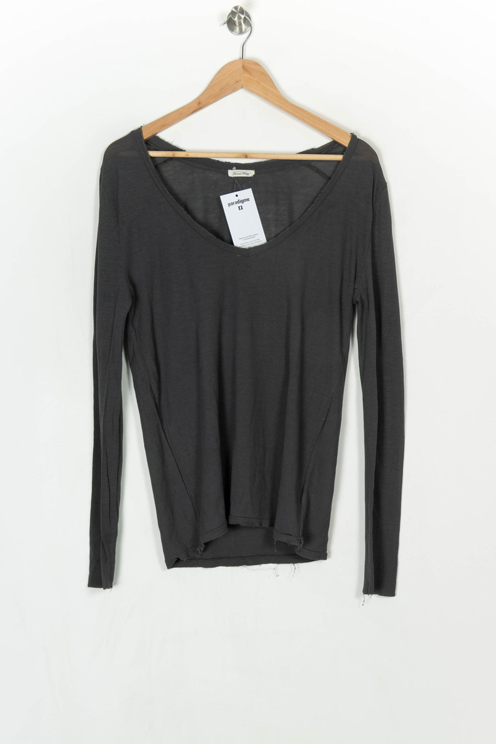 Pull à Col V Gris - Taille L/40 de la marque American Vintage | PARAD124255 - Vendu par Paradigme - Image 2