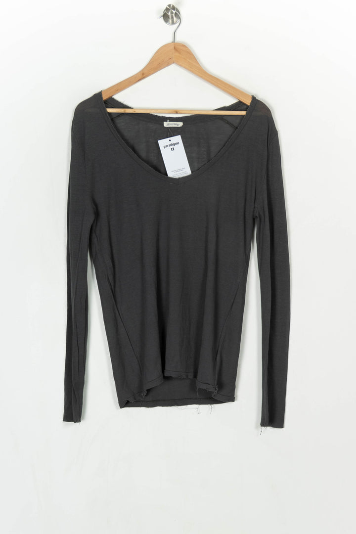 Pull à Col V Gris - Taille L/40 de la marque American Vintage | PARAD124255 - Vendu par Paradigme - Image 2