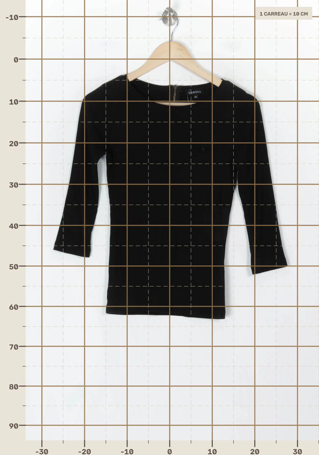 T-shirt manches longues noir - Taille S/36 de la marque Caroll | PARAD124265 - Vendu par Paradigme - Image 4